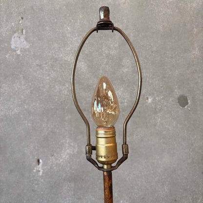 Hollywood Regency Floral Tole Floor Lamp w/ Glass Table - Vintage 1940s