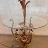 Hollywood Regency Floral Tole Floor Lamp w/ Glass Table - Vintage 1940s