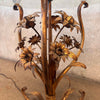 Hollywood Regency Floral Tole Floor Lamp w/ Glass Table - Vintage 1940s