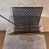 Mid Century Modern Brass Rolling Magazine Rack