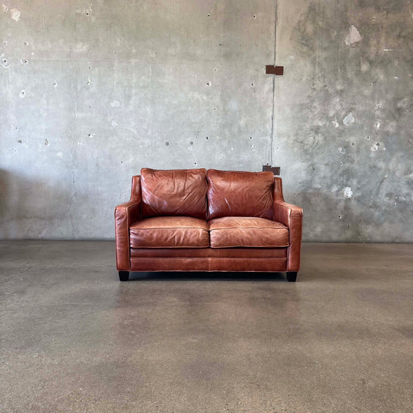 Cognac Leather Love Seat