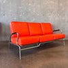 Vintage Art Deco Streamline Vinyl and Chrome Sofa