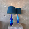 Set of (2) Hand Blown Art Glass Euro Lamps