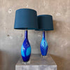 Set of (2) Hand Blown Art Glass Euro Lamps