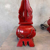 Pair of Antique Red Wood Chinese Electrified Candlestick Lamps