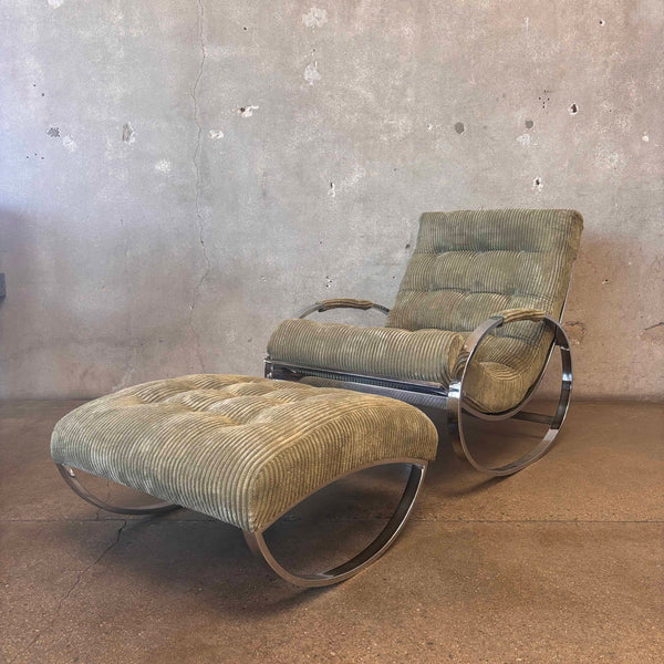 Renato Zevi Rocking Chair/Ottoman w/ New Upholstery