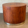 Mid Century Walnut and Brass Drum Side Table