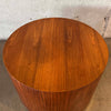 Mid Century Walnut and Brass Drum Side Table