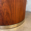 Mid Century Walnut and Brass Drum Side Table