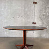 Mid Century Modern Round Walnut Dining Table