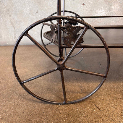 Vintage Woodard Wrought Iron Vine & Grapes Garden/Patio/Bar/Tea Cart