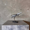 Mid Century Modern Aluminum Jet Sculpture on Wood Base