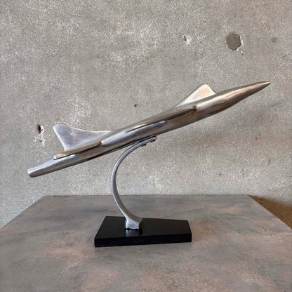 Mid Century Modern Aluminum Jet Sculpture on Wood Base