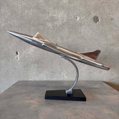 Mid Century Modern Aluminum Jet Sculpture on Wood Base