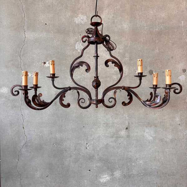 Vintage Wrought Iron Hanging Six Light Fixture