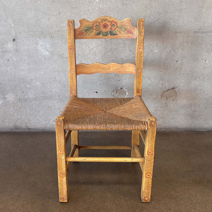 Monterey Furniture Floral Painted Rush Seat Chair