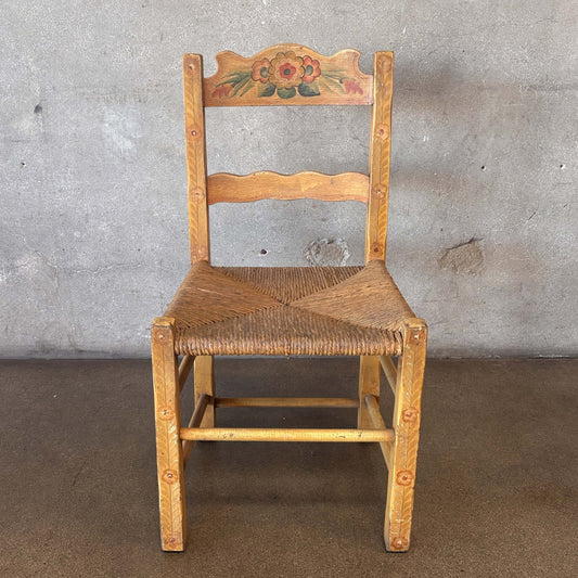 Monterey Furniture Floral Painted Rush Seat Chair