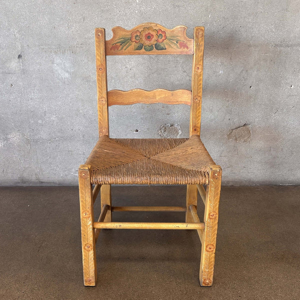Monterey Furniture Floral Painted Rush Seat Chair