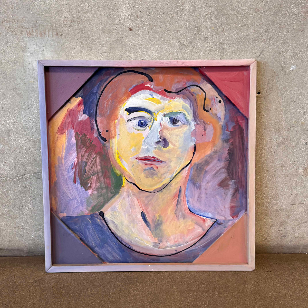 1970's Acrylic Portrait By Judith Turner Kunda