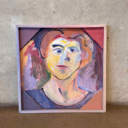 1970's Acrylic Portrait By Judith Turner Kunda