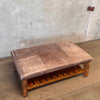 Rustic Coffee Table/Bench w/Shelf Brass Nail head Trim