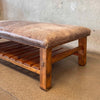 Rustic Coffee Table/Bench w/Shelf Brass Nail head Trim