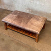 Rustic Coffee Table/Bench w/Shelf Brass Nail head Trim