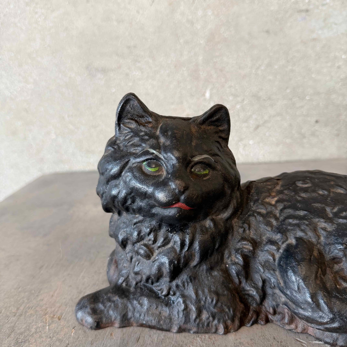 Antique Cast Iron Black Cat Door Stop
