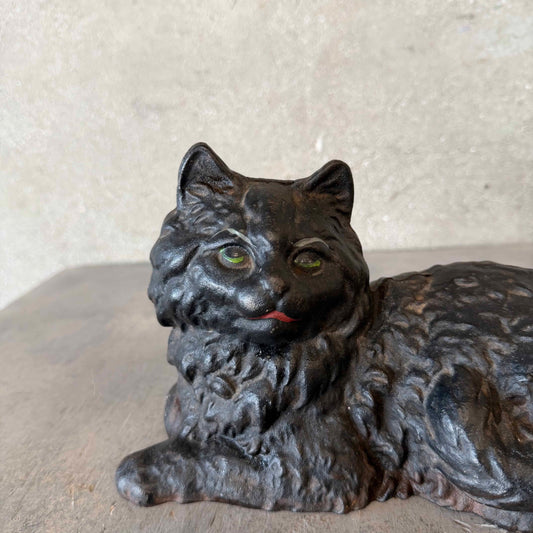 Antique Cast Iron Black Cat Door Stop