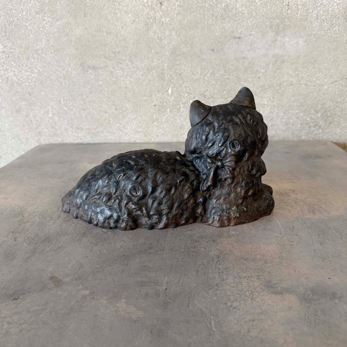 Antique Cast Iron Black Cat Door Stop