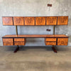 Mid Century Brass & Burlwood Wall Unit With Desk