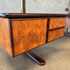 Mid Century Brass & Burlwood Wall Unit With Desk