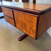 Mid Century Brass & Burlwood Wall Unit With Desk