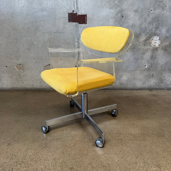 Lucite Late 60s Swivel Desk Chair w/ Yellow Padding