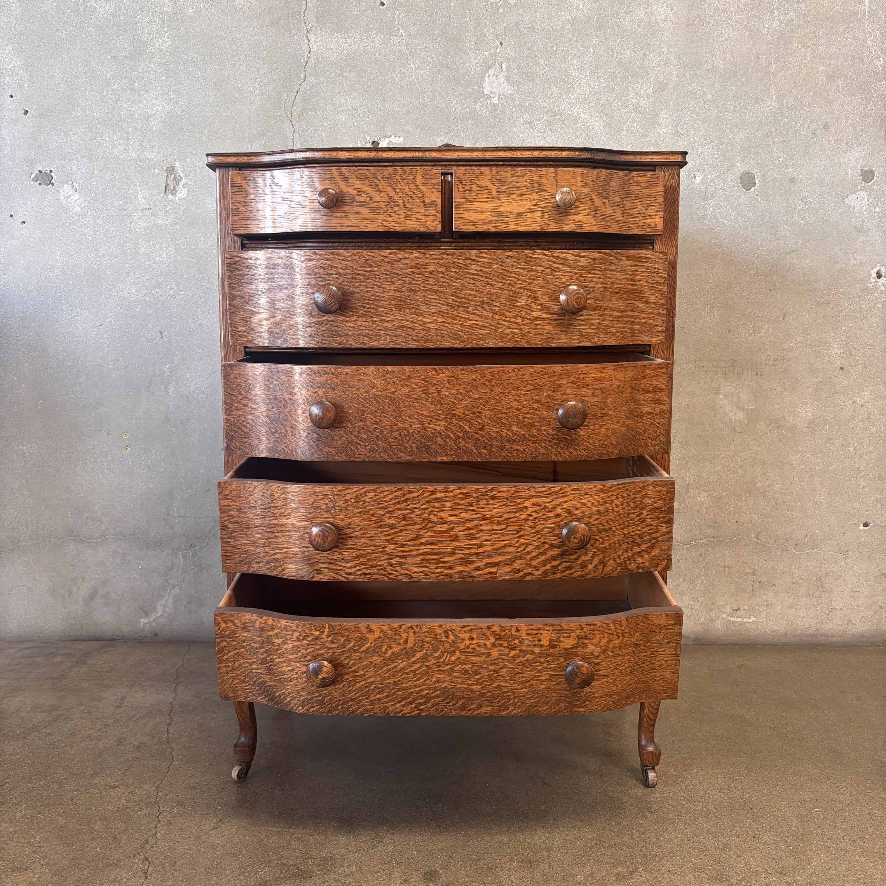 1890's Antique Tiger Oak Chest of Drawers 1890's Antique Tiger Oak Chest of Drawers