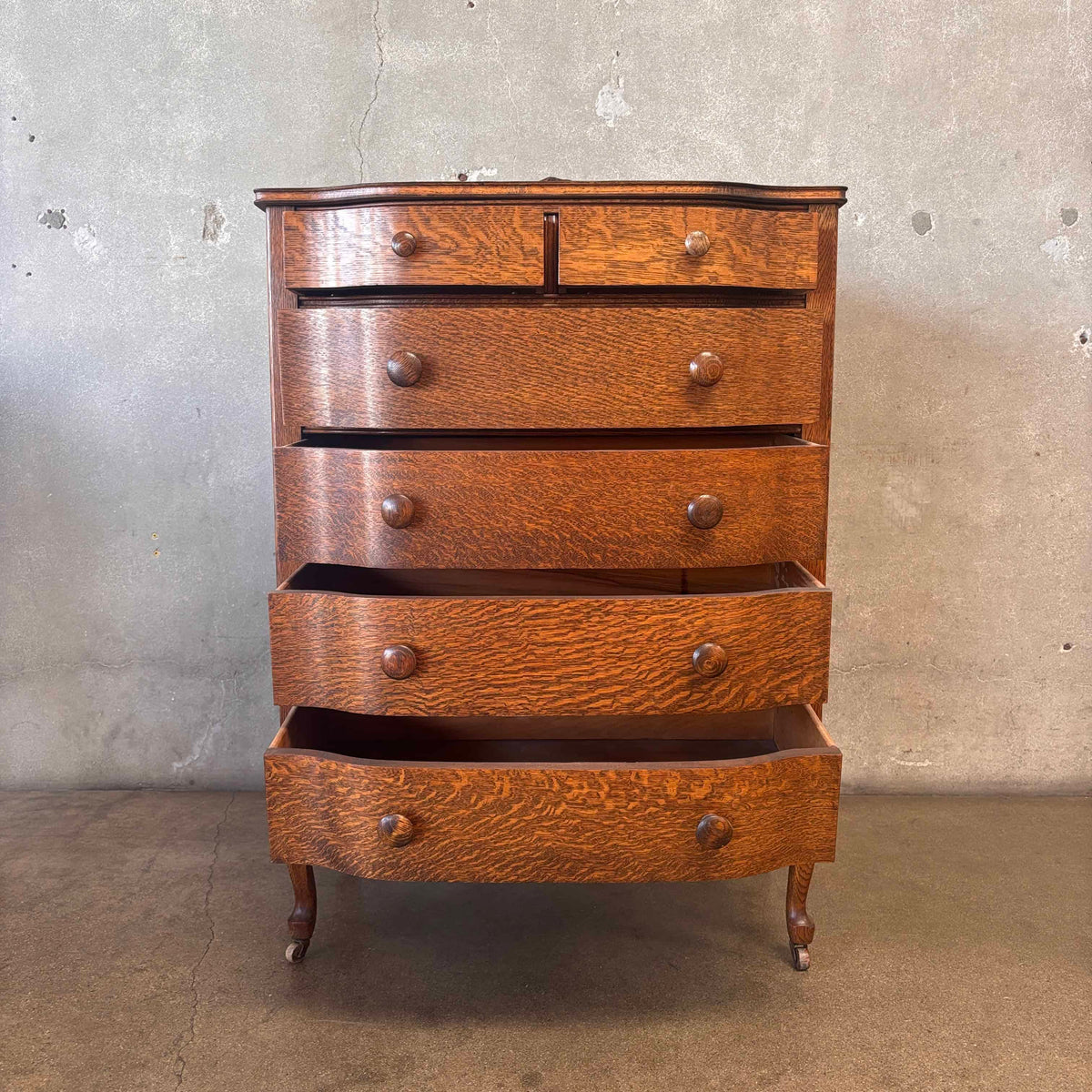 1890's Antique Tiger Oak Chest of Drawers