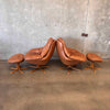 Pair of Dainish Leather Swivel Chairs w/ Matching Ottomans