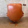Pair of Dainish Leather Swivel Chairs w/ Matching Ottomans