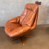 Pair of Dainish Leather Swivel Chairs w/ Matching Ottomans