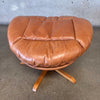 Pair of Dainish Leather Swivel Chairs w/ Matching Ottomans