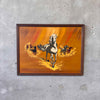 Mid Century 50-70's Running Horses Original Oil On Board