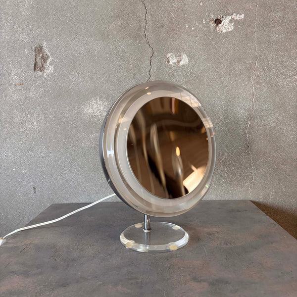 1970's Acrylic & Chrome Light Up Vanity Mirror By Rialto NY