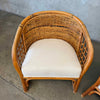 Pair of Vintage Rattan Chairs & Ottoman Set