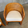 Pair of Vintage Rattan Chairs & Ottoman Set