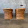 Pair of Vintage Rattan Chairs & Ottoman Set