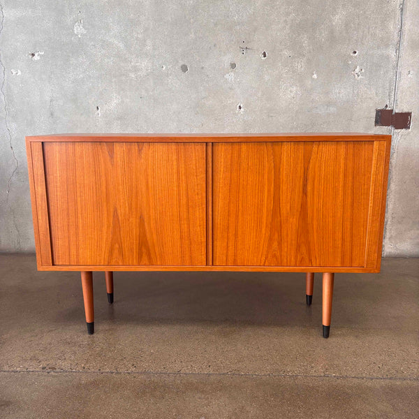 Vintage Danish Teak Tambour Door Credenza