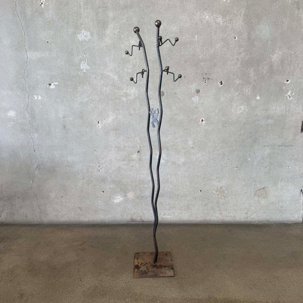 One-Of-A-Kind Heavy Steel Welded Hall Tree/ Coat Rack By Artist