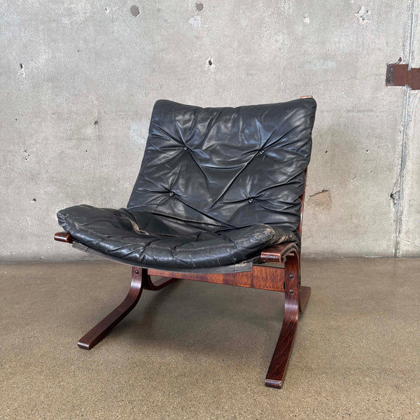 1960s Black Leather Westnofa Siesta Chair - Made in Norway