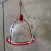 Vintage Ribbed Holophane Pendant Lamp w/ Red Metal Frame #2 - Made in Canada