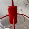 Vintage Ribbed Holophane Pendant Lamp w/ Red Metal Frame #2 - Made in Canada